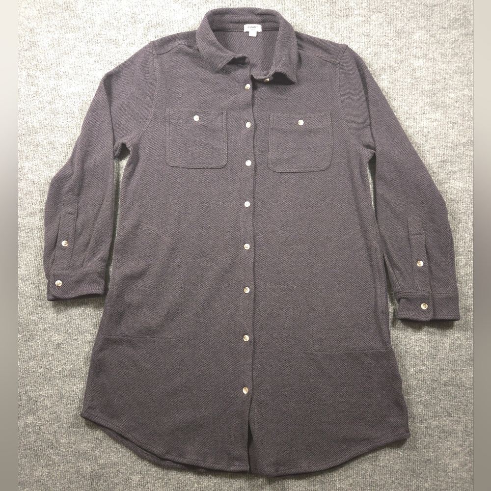 Dylan by True Grit Black Cherry‎ Textured Knit Button Down Shacket Size Medium